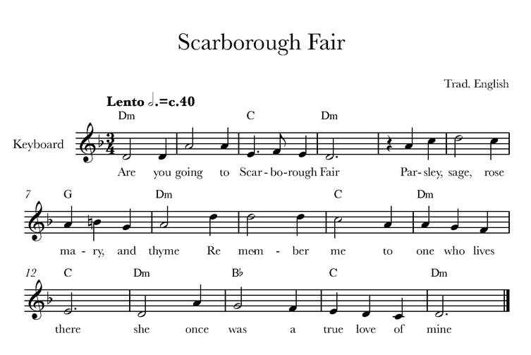 دانلود نت کیبورد (ارگ) Scarborough Fair 